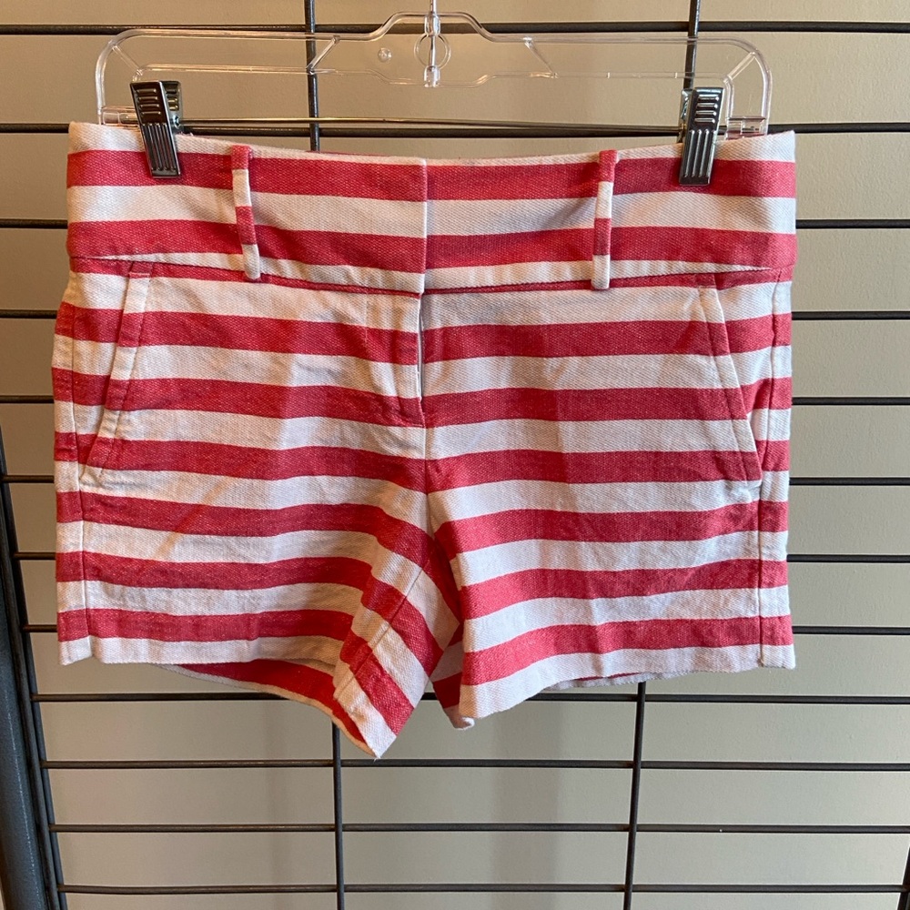 Ann Taylor Red and White Striped High Waist Shorts